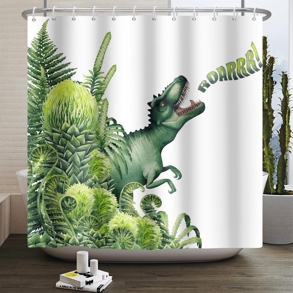 Забавная шторка для душа с динозаврами для ванной комнаты, милая шторка для ванной с животными, крутая шторка для ванной с динозаврами для детей, водонепроницаемая шторка для ванной, декор