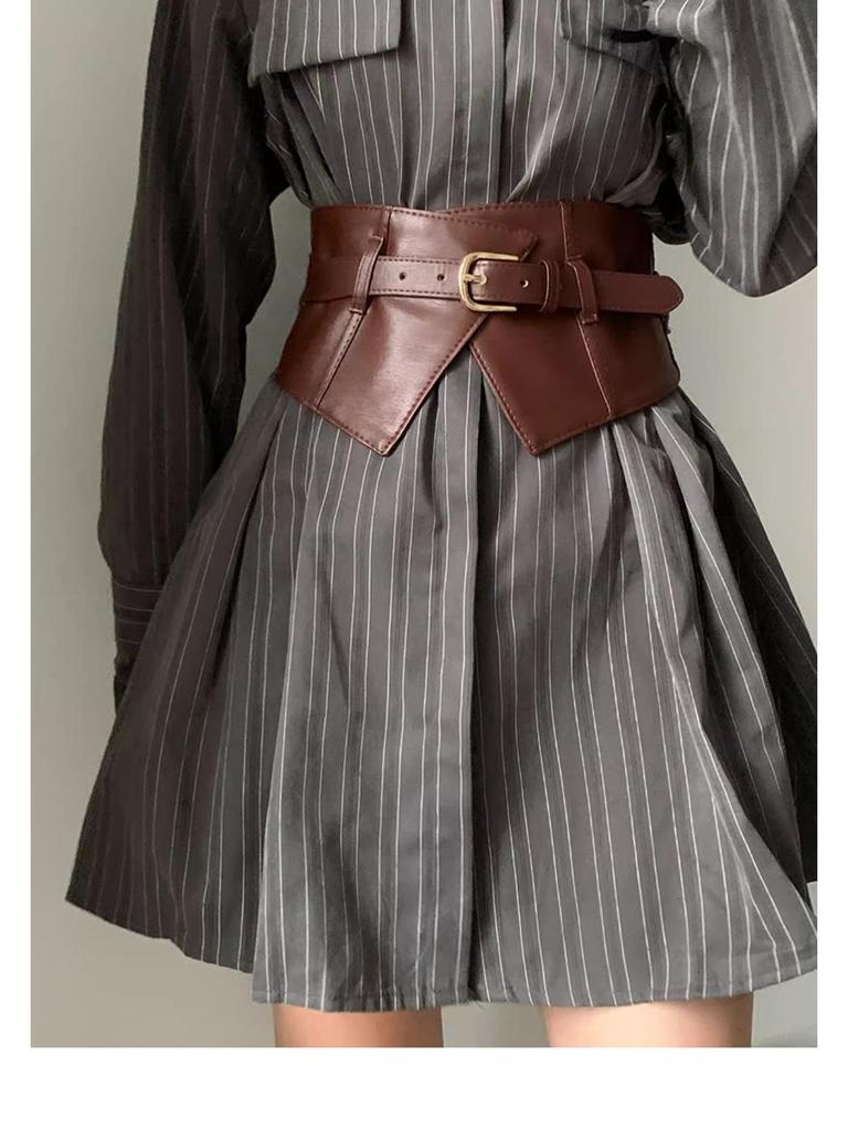 Women's Wide Leather Corset Belt 2024: Elegant Dress & Outerwear Accessory