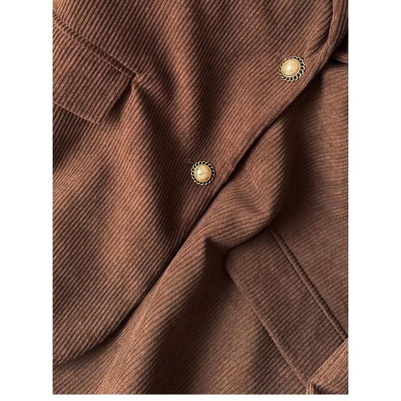 Женский однобортный пиджак из вельвета карамельно-коричневого цвета, модный пиджак свободного кроя в европейском стиле, однотонный цвет