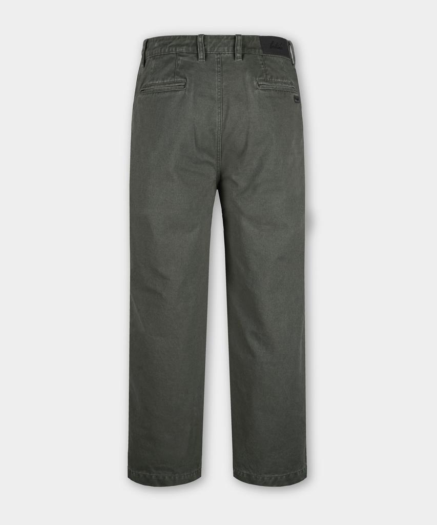 BIRBANTE Хлопковые брюки-чинос с двойными складками, garment-washed твил - Хаки