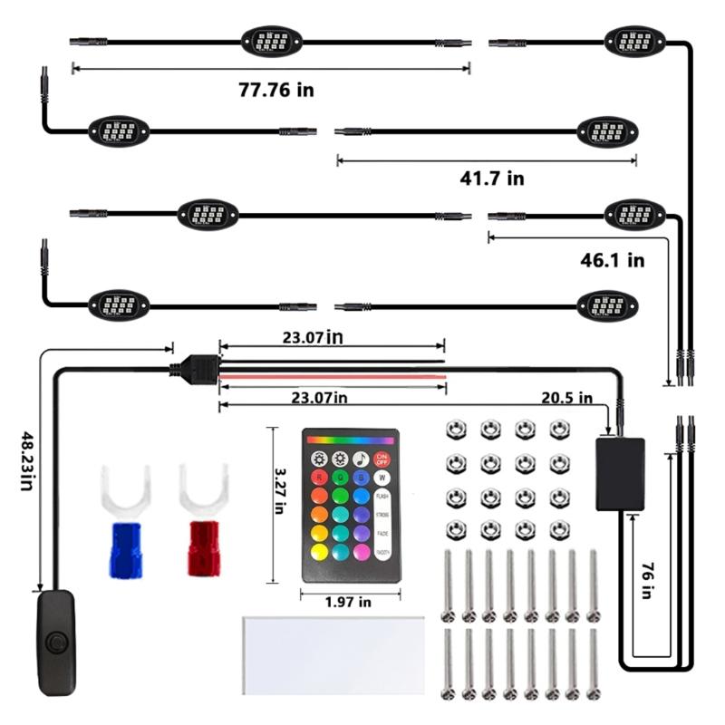 Underglow Light for Truck Pickups ATV UTV SUV Remote Control Trail Rig Lamp