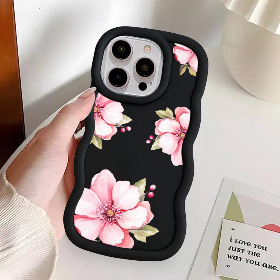 Розовый Цветок Мягкий Чехол для Телефона для iPhone 17 Air 12 13 11 14 XR 15 Plus 16 Pro Max 8