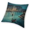 Venice Italy Travel Square Pillowcase Polyester Linen Velvet Creative Zip Decorative Pillow Case Home Cushion Cover