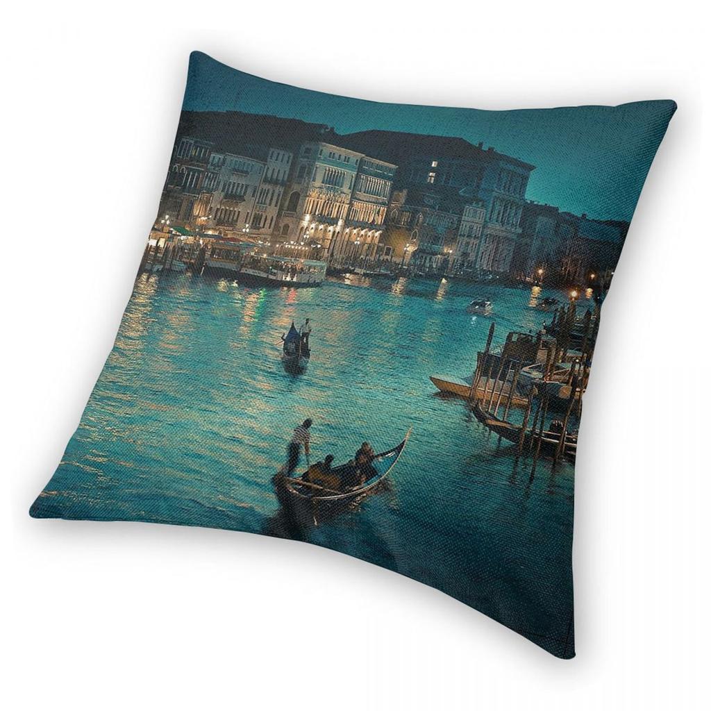 Venice Italy Travel Square Pillowcase Polyester Linen Velvet Creative Zip Decorative Pillow Case Home Cushion Cover