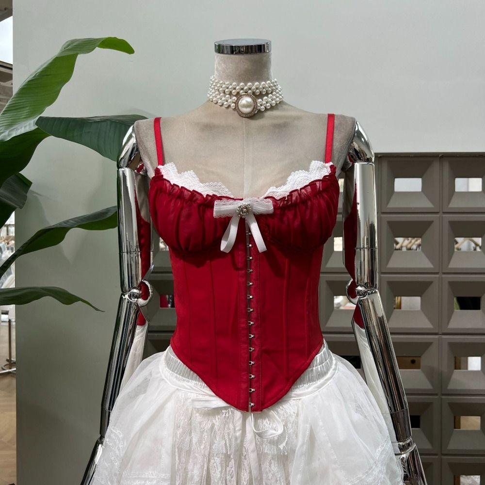 Камисоль с оборками, кружевом и цветком, с пряжкой, облегающий, укороченный топ, модный кружевной корсет, весна-лето