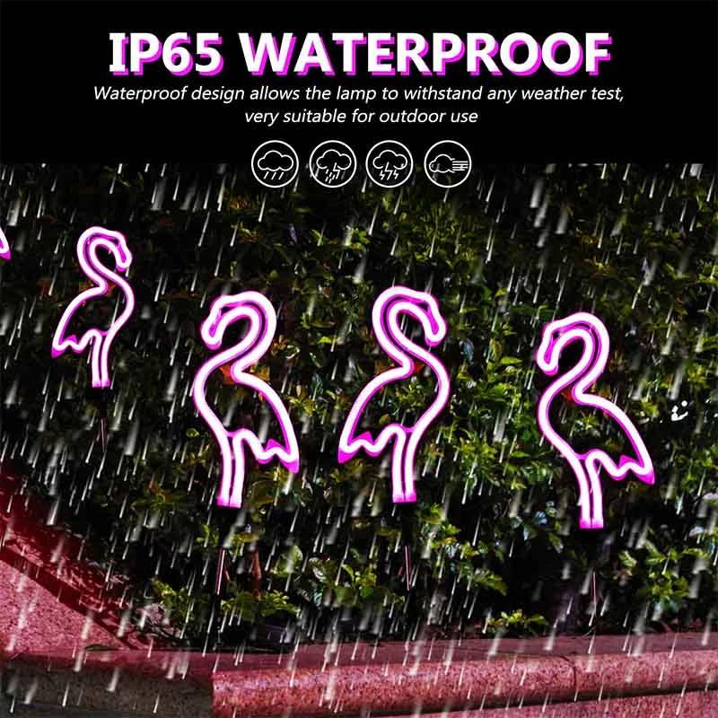 Светодиодная лампа в виде птицы, фламинго, неоновая куча, солнечный свет, уличный светильник для забора, двор, сад, солнечная светодиодная лампа, водонепроницаемая, для наружного деко