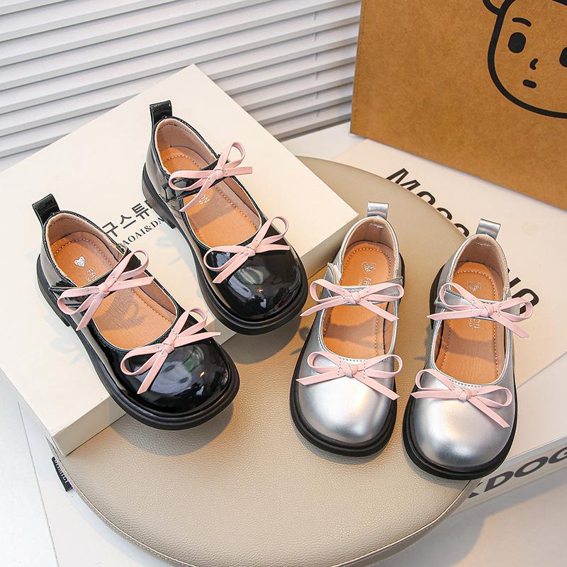 2025 туфли из маленькой кожи для девочек черные туфли принцессы Мэри Джейн детские одинарные туфли с мелким вырезом туфли для маленькой девочки Лолита