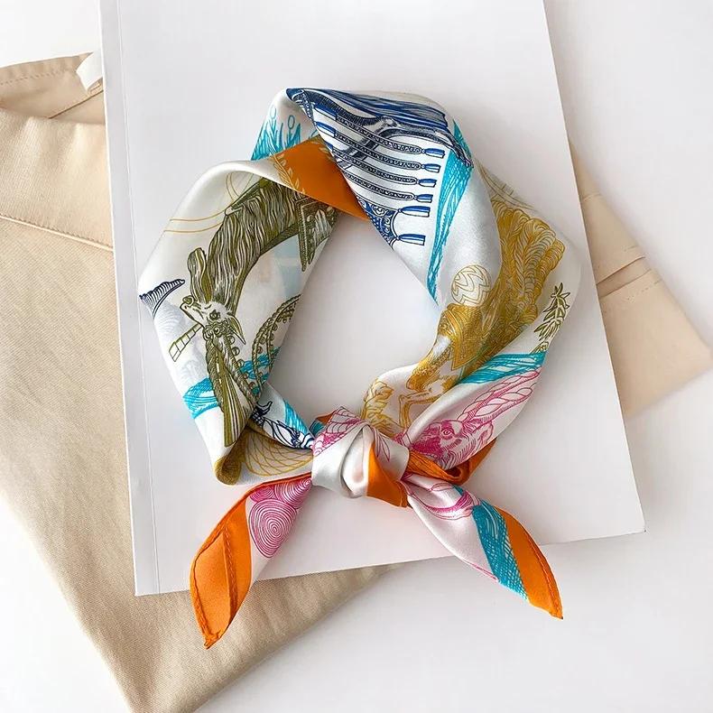 Scarf Silk Bandana Women Square Scarves Wrap Kerchief Spring Fashion Luxury High Quality Headband Hijab Shawls