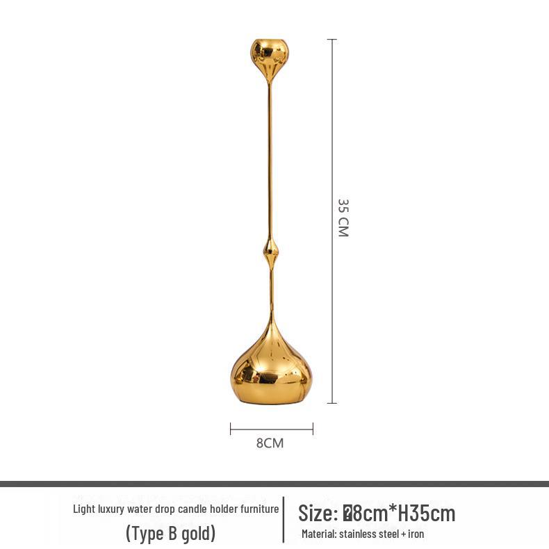 European Luxury Silver Teardrop Metal Candle Holder for Home Decor