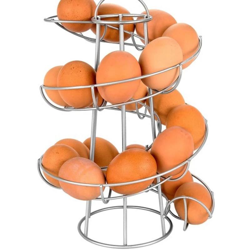 Egg Rack Spiral Storage Egg Skelter Deluxe Spiraling Dispenser Basket Storage Space Multi-functional