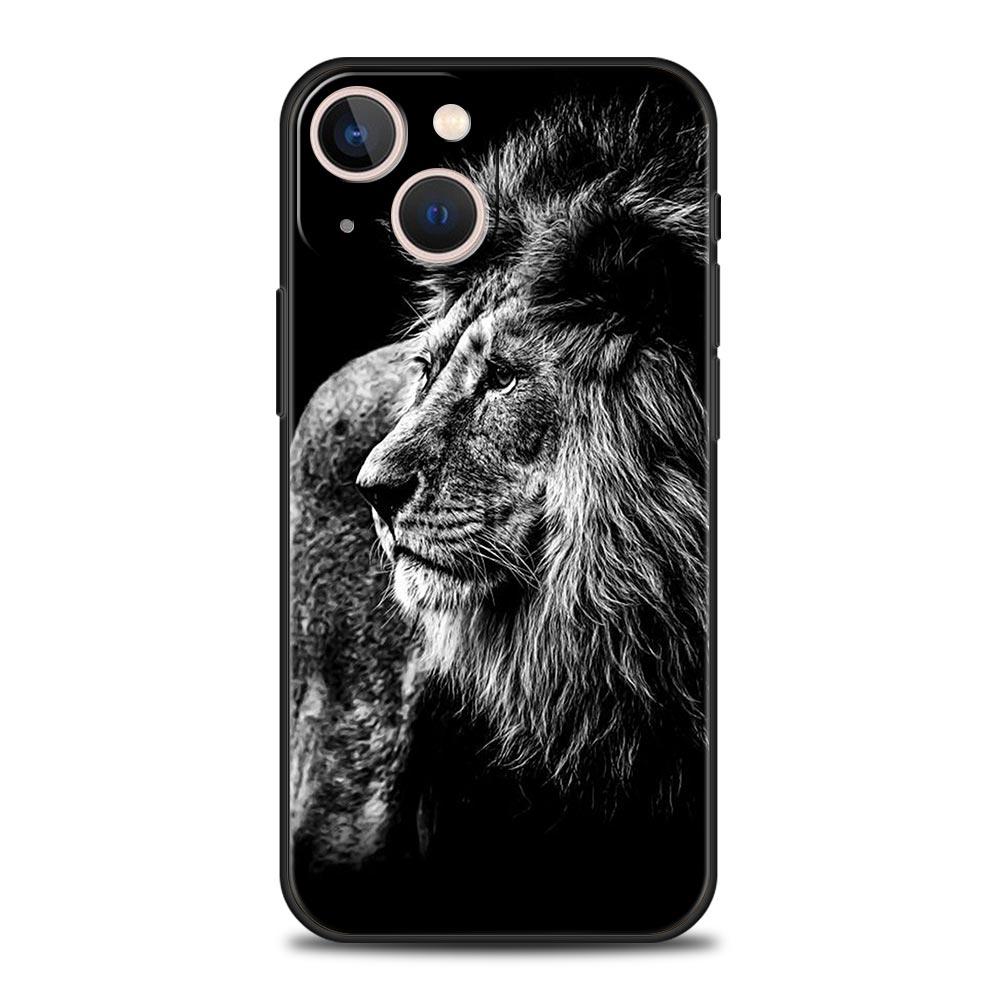 Black Cheetah Tiger Lion Animals Soft Phone Case For iPhone 11 12 13 15 14 Pro Max X XR XS 7 8 Plus SE 2020 Luxury Black Cover
