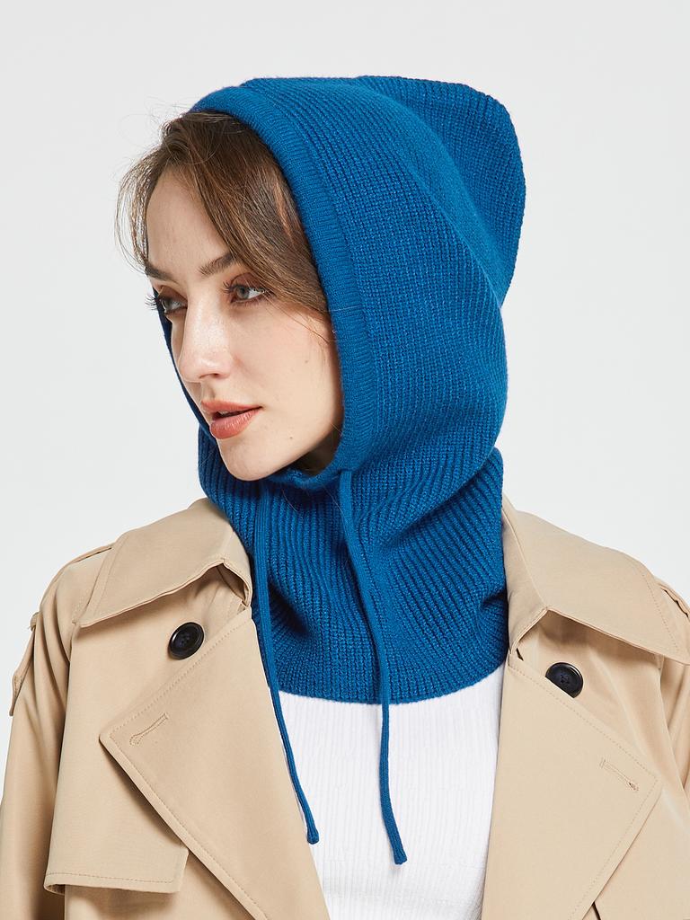 Вязаные шерстяные балаклавы Skullies для женщин и мужчин, зимние шерстяные шарфы с капюшоном и завязками, шапки для защиты шеи и лица, шапочки для пар