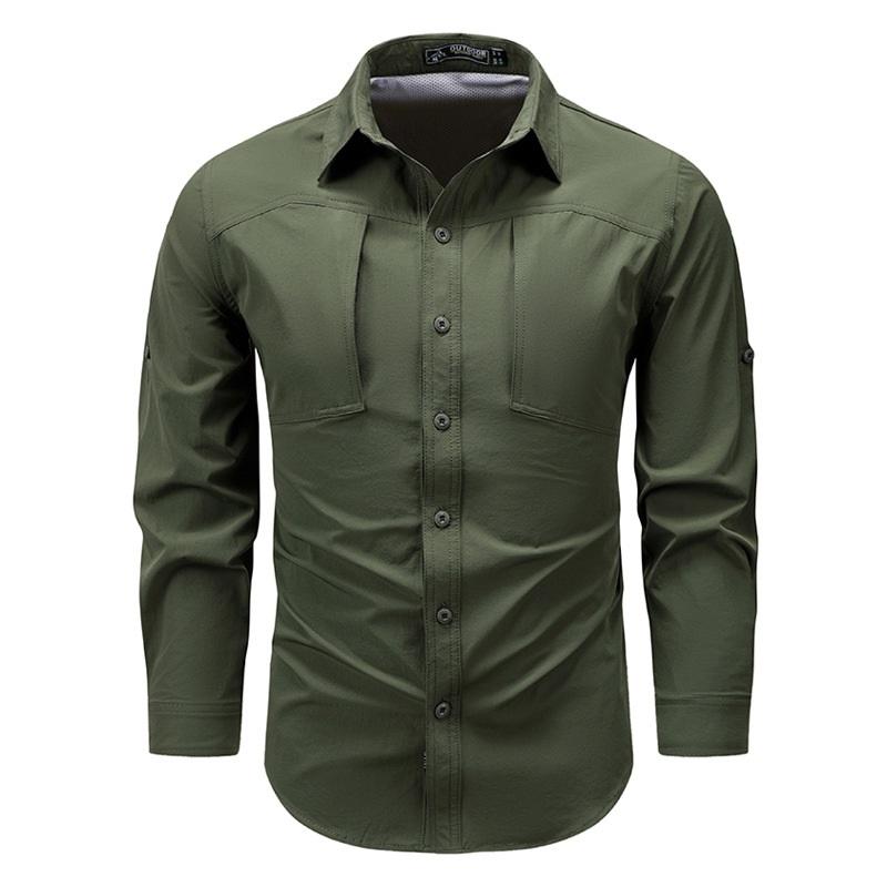 Весенняя быстросохнущая рубашка с длинными рукавами, мужская повседневная рубашка на весну и осень, хлопковая тонкая рубашка с длинными рукавами и карманами