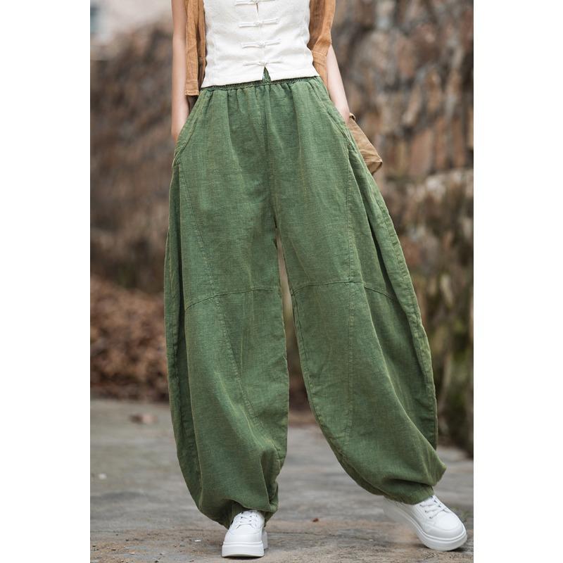 Spring and Autumn Women's Plus Size Draped Loose Lantern Pants Cotton Linen Meditation Taiji Pants Trousers