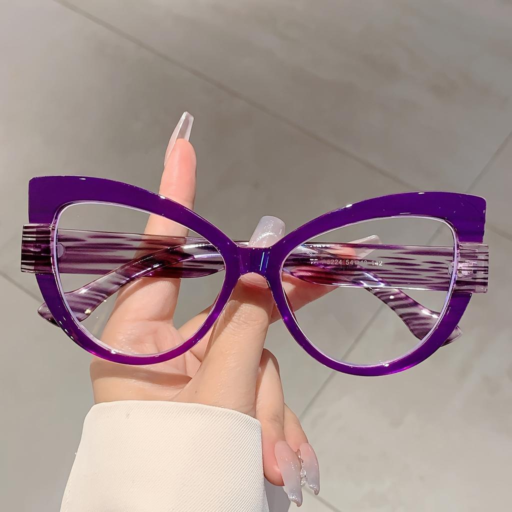 Большие очки «кошачий глаз» Stylis Color Blocking Design Green Glasse Chic Leopard Print Eyeglasses Fashion Line Adorn Gradient