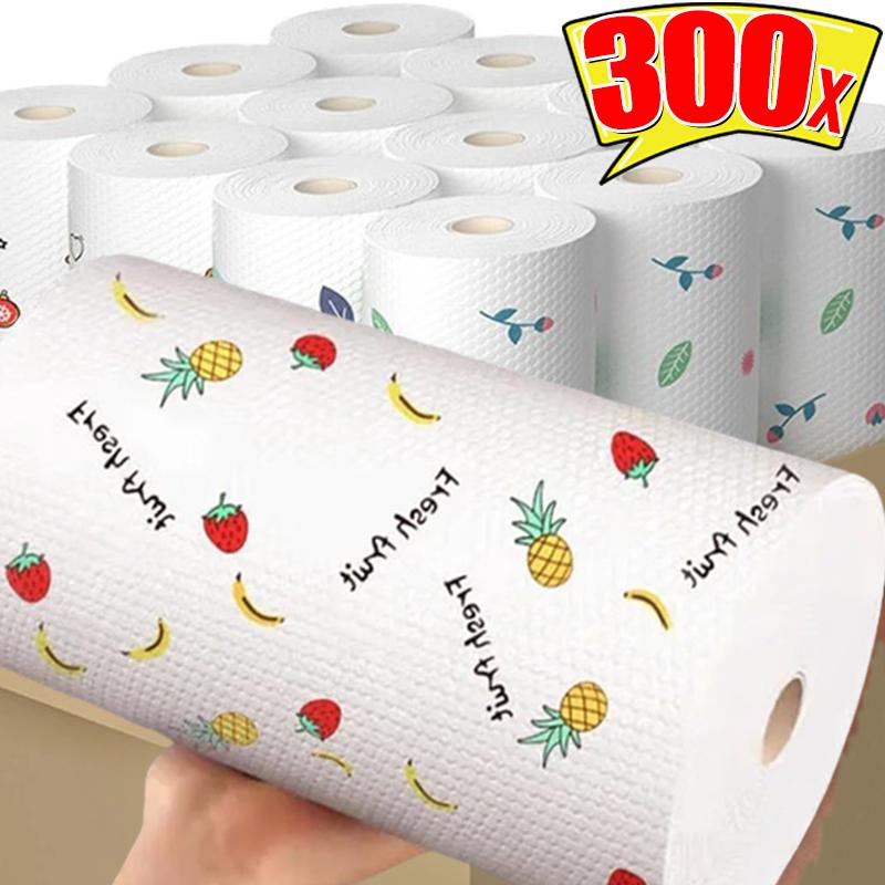 300/50pcs Disposable Rags Non-Woven Kitchen Cleaning Cloths Washing Dishcloth Towels Paper Scouring Pads Cleaner Tools