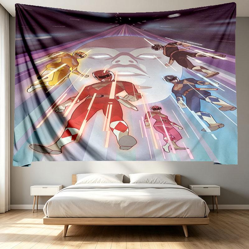 Mighty Morphin Power Rangers Print Tapestry - Portable Wall Decor Cloth, for Home, Dorm, Travel, Bedroom, Living Room - Ideal Birthday Housewarming Gi