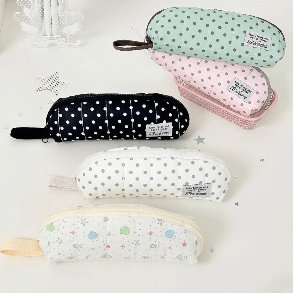 Y2k Pen Bag Cloth Pencil Pouch Makeup Cosmetic Storage Polka Dot Pencil Case Kids Children