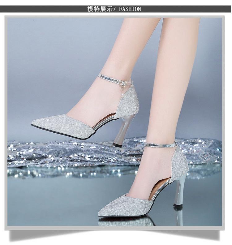 Туфли на высоком каблуке женские Fairy Wind Summer New All-match Girl Sandals с острым носком и ремешком для женщин 2024 года