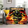 1PC Custom Name Firefighter Bravery Flames flannel blanket versatile,all-season throw suitable for the living room,bedroom,camping,travel,and gift