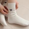 Women's Heart Pattern Mid Calf Crew Socks Ribbed Knit Boot Socks Fall Casual Soft Cozy Socks for Women Girls