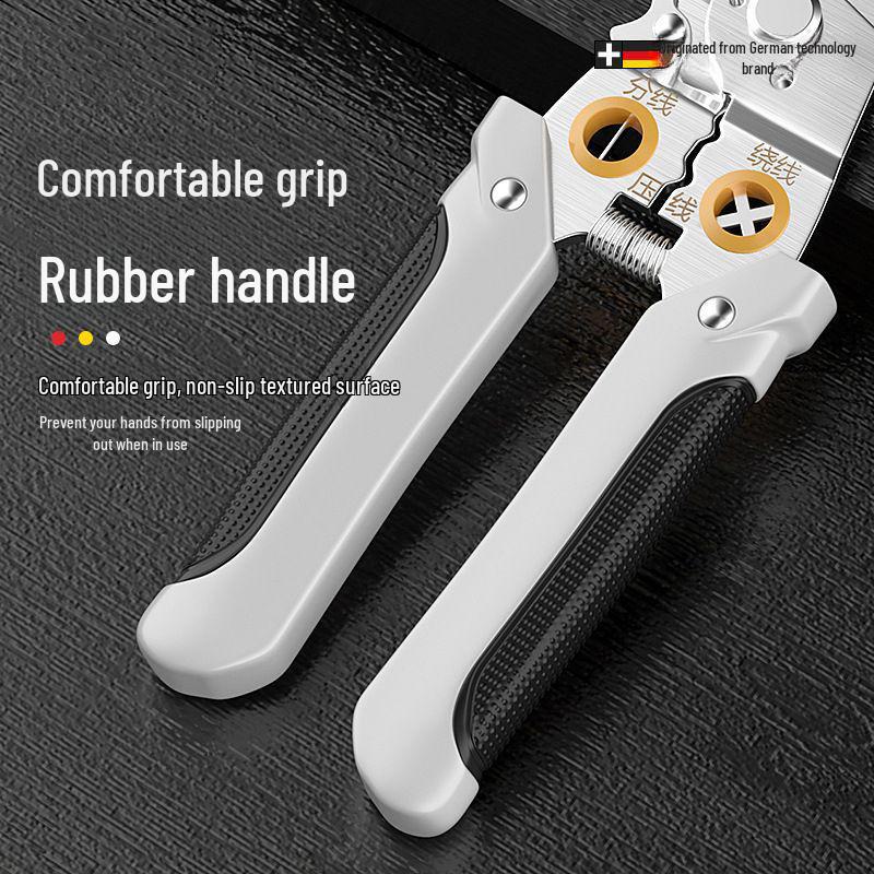 Multi-function Stainless Steel Wire Stripping Pliers - Manual Cable Crimping and Cutting Tool for Electricians