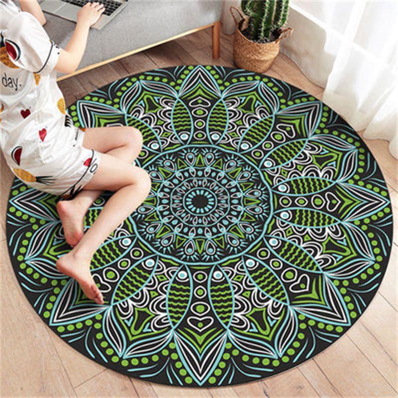 Ethnic Style Circular Carpet Bedroom Minimalist Computer Chair Circular Pad Dressing Table Bedside Dirt Resistant
