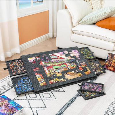 Стол-доска для пазлов складной с крышкой-подставкой, 6 ящиков, портативный, коврик для пазлов для взрослых и детей, сортировочный войлок