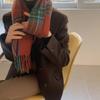 Blogger Style Imitation Cashmere Scarf Collection: Red Christmas Plaid Warm Snood, Korean Fashion