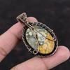 Подвеска из яшмы Малигано Кулон из медной проволоки Кулон из натурального драгоценного камня Красивые медные украшения Дизайнерский кулон ручной работы Подарок для него