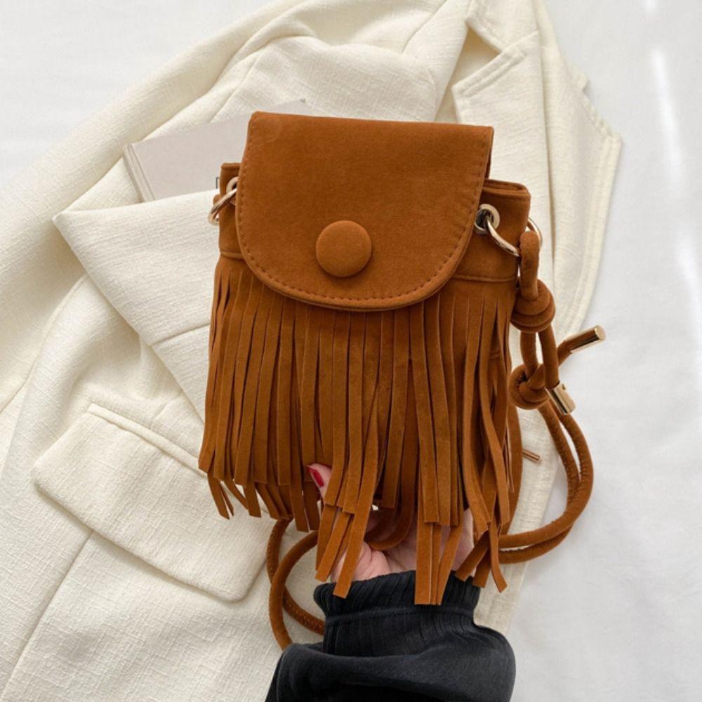 Ретро Богемная Сумка Кроссбоди с Бахромой Нейлоновая Сумка на Плечо с Кисточками Богемная Сумка на Плечо Сумка Мессенджер