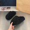 Плюшевые тапочки для женщин с закрытым носком, меховые шлепанцы на повседневной платформе, пантофли, новая обувь