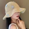 Sweet Foldable Straw Hat Little Flowers Sun Protection Fisherman Cap Uv Protection Breathable Sun Hat Summer