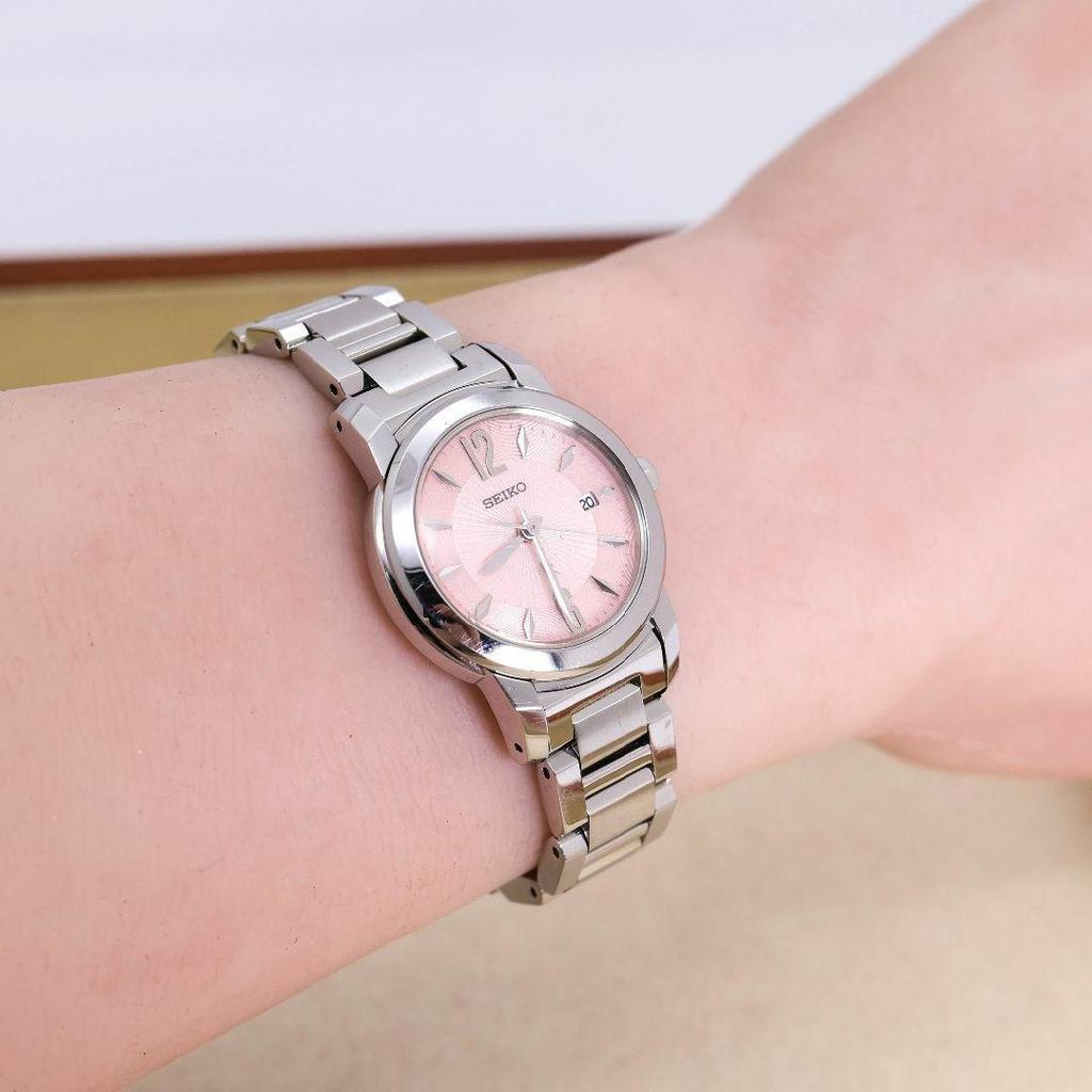 [USED] Working SEIKO Lukia Watch with Pink Glitter Dial and Date Display, Model 1407
