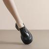 Thick-soled Women's Spring and Autumn Lace-up Single Shoes Thick Heel Retro Small Leather Shoes Women