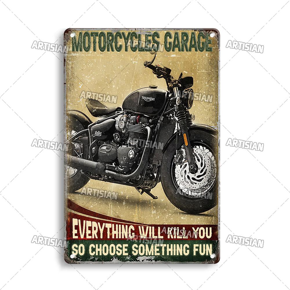 Артизанальный мотоцикл металлический знак мотоцикл жестяная пластина гоночный декоративная табличка езда настенный декор гараж бар паб клуб отель кафе