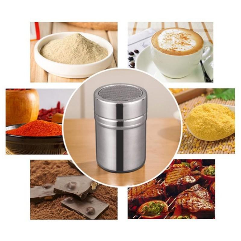 Stainless Steel Spice Pepper Shakers Chocolate Shaker Lid Sugar Bowl Cocoa Container Powder Coffee Sifter Kitchen Accessories