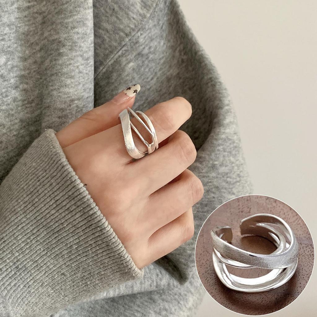 Кольцо-обертка с геометрическими линиями - Посеребренное S925 для женщин