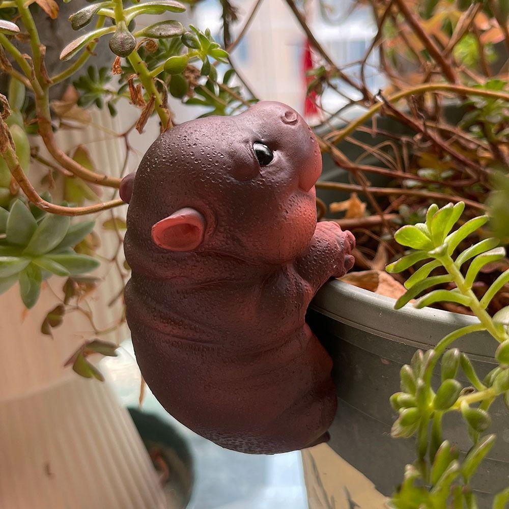 Cute Hippopotamus Hanging Flower Pot Cartoon Otter Bonsai Ornaments Micro-landscape Accessories