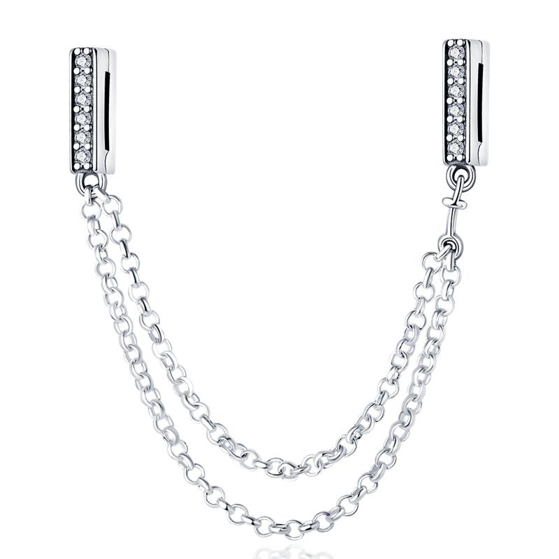 Top Sale Safety Chain 925 Sterling Silver Sun Moon And Stars Safety Chain Fits Pandora Bracelet Fine Women For Fashion Jewelry