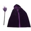 Purple Wizard Hooded Cloak Soft Comfortable Hooded Velvet Cape Wizard Broom Halloween Costumes for