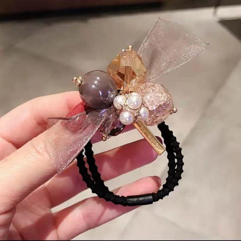 Bling Bling Hair Rope Simulation Pearl Hair Ties Ribbon Decoration Ponytail Holders For Women Girl Hair Accessories YSX