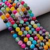 Natural Colored Rainbow Mix Striped Banded Agate Beads, Gemstone Beads, Loose Round Beads, 14-15 Inch Strand, 6mm 8mm 10mm Size Stone Beads.