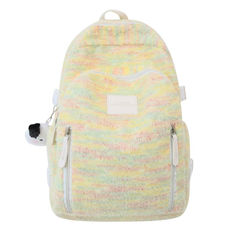 Радужный студенческий школьный рюкзак для женщин, вязаный рюкзак для колледжа