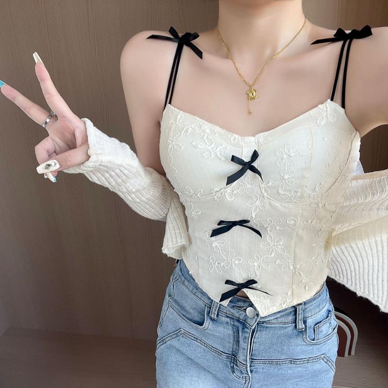 Маленький жилет из чистого жаккарда с бантом на шее для женщин на весну и лето с нагрудной подкладкой на нижней части красивого шикарного блейзера сзади