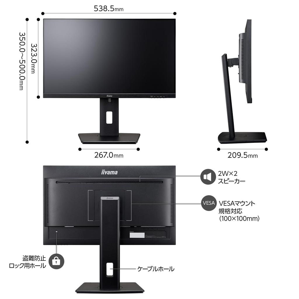 iiyama Monitor Display inch Full HD USB IPS method Height adjustment Angle adjustment Vertical rotation HDMI DisplayPort LAN port 3 year warranty
