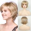 Синтетические парики натурального блонда Короткий боб Волосы Повседневный парик для вечеринок для женщин Естественный волнистый стиль Парик для мамы с челкой Элегантный женский