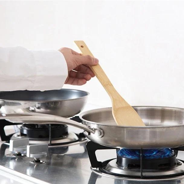 Кухонная лопатка из натурального бамбука и дерева, держатель ложки, кухонная утварь, столовая лопатка, кухонные принадлежности De Cuisine Spatula