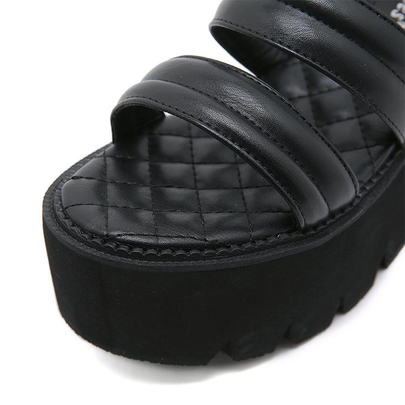 Gdgydh Женские сандалии на платформе и массивном каблуке с пряжкой и ремешком, модные повседневные женские сандалии в стиле панк с открытым носком, с двойной ремешком