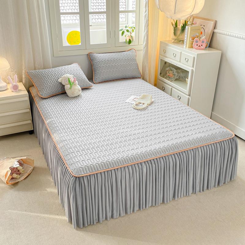 Новый свежий однотонный кружевной крутой латексный летний коврик-юбка-кровать, комплект из трех предметов